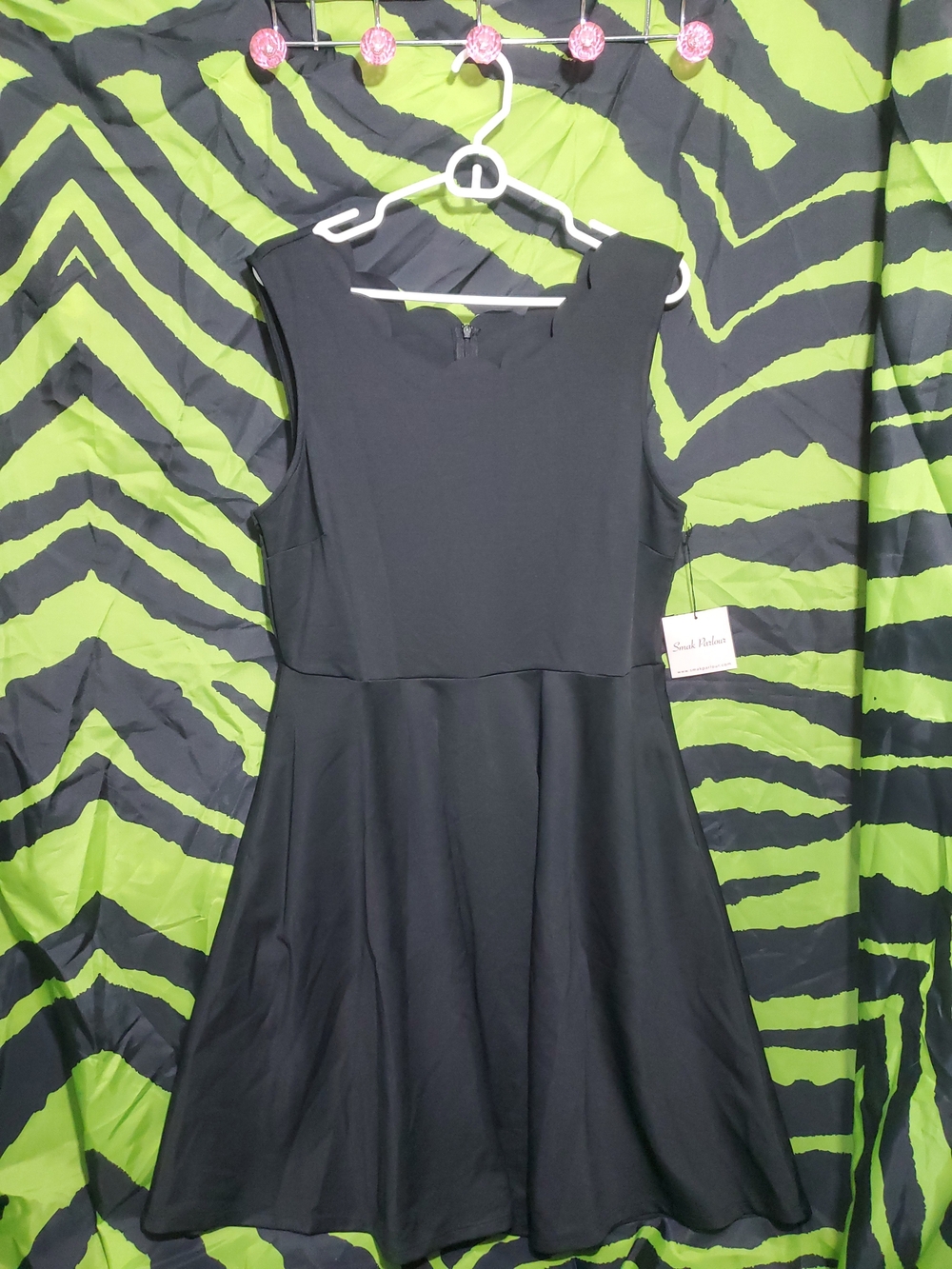 Smak Parlour- Classic Black Sleeveless Fit-and-Flare Dress W/ Scallop Neckline